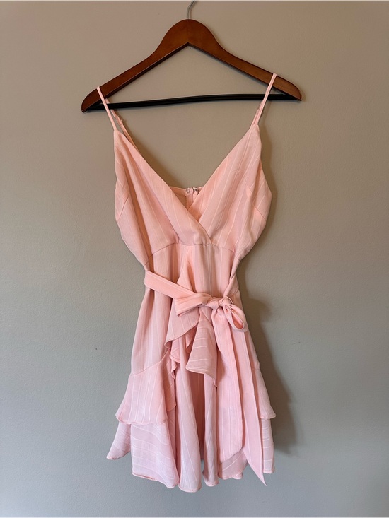 Hello Molly Dresses & Skirts - Hello Molly Pale Pink Spaghetti-Strap Ruffle Tie Mini Dress